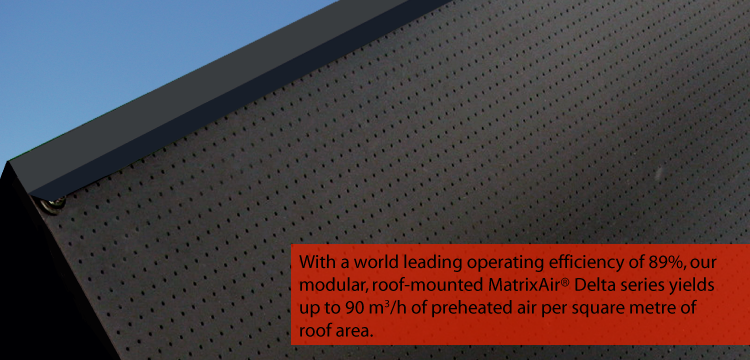 solar air heating system - delta roof mounted